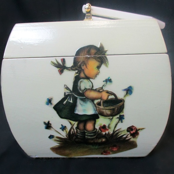 Vintage Wooden Decoupage 3D Vicki Jean Purse - Picture 4 of 8